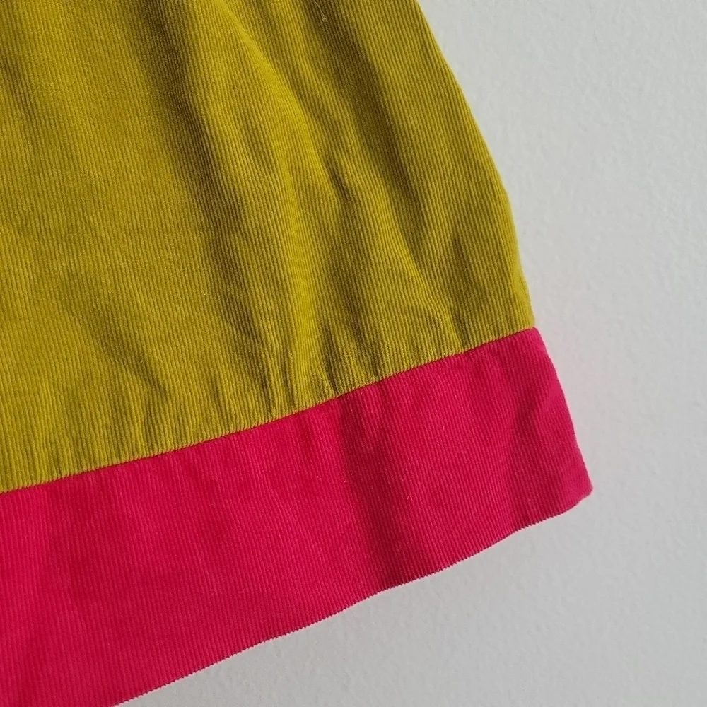 OshKosh‎ 3T Genuine Kids Chartreuse Corduroy Sleeveless A-Line Embroidered Dress